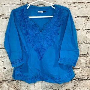 100% cotton Blue Embroidered toddler top